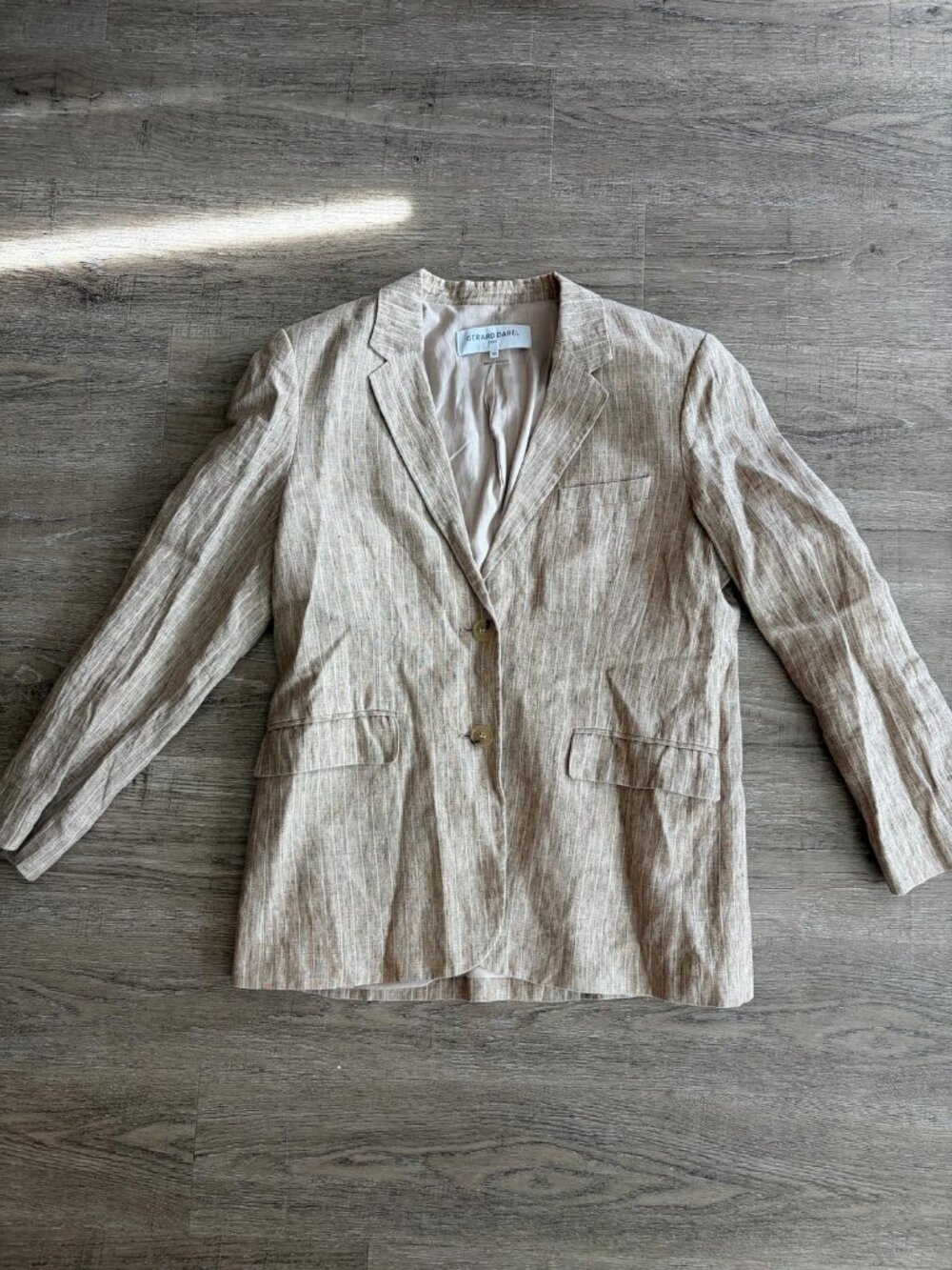 Gerard Darel Linen Striped Beige Blazer